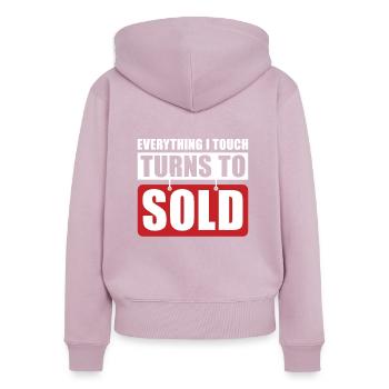Everything I Touch Is Sold For Brokers - Women's Premium Organic Zip Hoodie - dusky pink - Back - Julia (174cm)