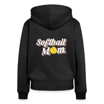 Softball Maman Shirt Cadeau - Sweat à capuche zippé Premium bio Femme - noir - Dos - Julia (174cm)