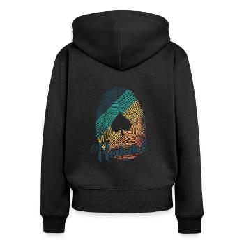 Rummy Play Fingerprint Card Game Romme - Women's Premium Organic Zip Hoodie - black - Back - Julia (174cm)