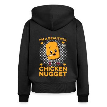 Belle pépite de poulet Amateur De pépites de poulet - Sweat à capuche zippé Premium bio Femme - noir - Dos - Julia (174cm)