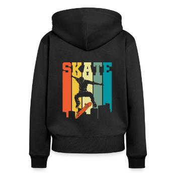 Skate Retro Für Skateboarder - Frauen Premium Bio Zip Hoodie - Schwarz - Hinten - Julia (174cm)