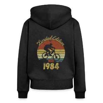 Birthday Bicycle Bike May 1984 - Women's Premium Organic Zip Hoodie - black - Back - Julia (174cm)