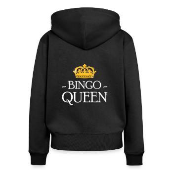 Bingo Queen Shirt Geschenk - Frauen Premium Bio Zip Hoodie - Schwarz - Hinten - Julia (174cm)