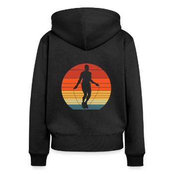 Retro Silhouette Corde à sauter Homme Corde à sauter - Sweat à capuche zippé Premium bio Femme - noir - Dos - Julia (174cm)