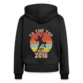 Birthday Climbing Bouldering since May 2018 - Women's Premium Organic Zip Hoodie - black - Back - Julia (174cm)