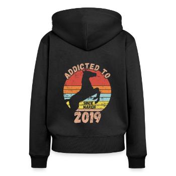 Anniversaire Équitation Mars 2019 - Sweat à capuche zippé Premium bio Femme - noir - Dos - Julia (174cm)