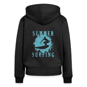 Été Surf Surf Sports nautiques - Sweat à capuche zippé Premium bio Femme - noir - Dos - Julia (174cm)
