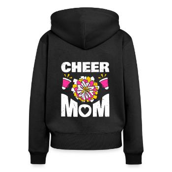 Cheer Mom Chemise Mère Cheerleader Cadeau - Sweat à capuche zippé Premium bio Femme - noir - Dos - Julia (174cm)