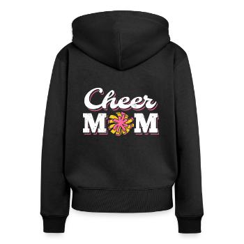 Cheer Mom Chemise Mère Cheerleader Cadeau - Sweat à capuche zippé Premium bio Femme - noir - Dos - Julia (174cm)
