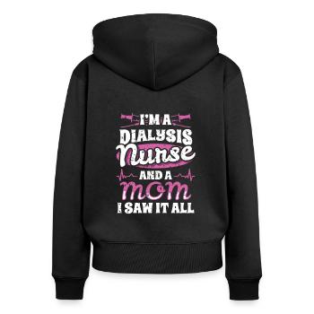 Dans une infirmière en dialyse et une chemise de maman - Sweat à capuche zippé Premium bio Femme - noir - Dos - Julia (174cm)
