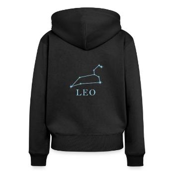 Sternkonstellation Sternzeichen Leo Löwe - Frauen Premium Bio Zip Hoodie - Schwarz - Hinten - Julia (174cm)