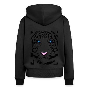 Siberian Tiger Cat Lion Lion Cougar Cat Wild - Women's Premium Organic Zip Hoodie - black - Back - Julia (174cm)