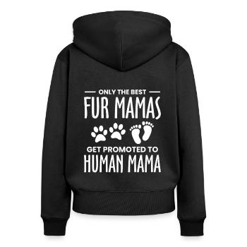 Seules les meilleures mamans à fourrure sont promues mamans - Sweat à capuche zippé Premium bio Femme - noir - Dos - Julia (174cm)