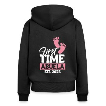 Première fois Abuela 2023 Chemise Cadeau Grand-mère - Sweat à capuche zippé Premium bio Femme - noir - Dos - Julia (174cm)