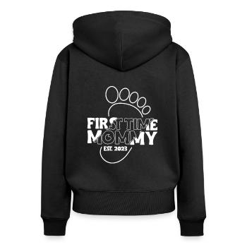 Deadline Time Mommy Est. 2023 Shirt Gift - Women's Premium Organic Zip Hoodie - black - Back - Julia (174cm)