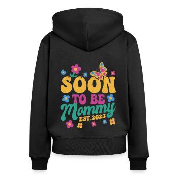 Soon To Be Mommy Est. 2023 Shirt Geschenk - Frauen Premium Bio Zip Hoodie - Schwarz - Hinten - Julia (174cm)