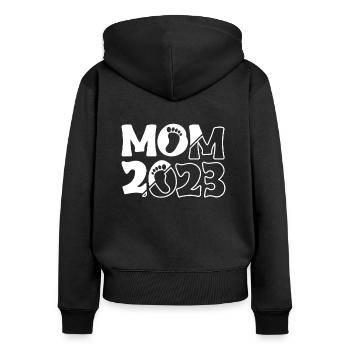 Mom 2023 Shirt Geschenk Werdende Mutter - Frauen Premium Bio Zip Hoodie - Schwarz - Hinten - Julia (174cm)