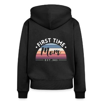 First Time Mom Est. 2023 Shirt Erstes Mal Mama - Women's Premium Organic Zip Hoodie - black - Back - Julia (174cm)