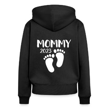 Mommy 2023 Shirt Gift Expectant Mother Mom - Women's Premium Organic Zip Hoodie - black - Back - Julia (174cm)