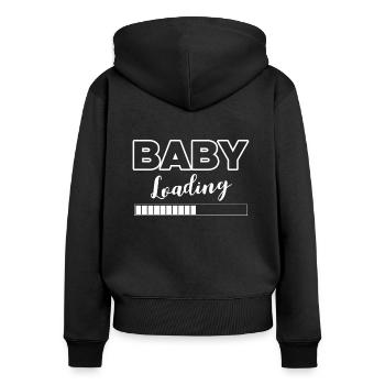 Baby Loading Geschenk Werdende Mutter - Frauen Premium Bio Zip Hoodie - Schwarz - Hinten - Julia (174cm)