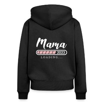 Mama 2023 Loading Shirt Geschenk Werdende Mutter - Frauen Premium Bio Zip Hoodie - Schwarz - Hinten - Julia (174cm)