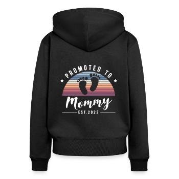 Promu au rang de maman est. 2023 future maman - Sweat à capuche zippé Premium bio Femme - noir - Dos - Julia (174cm)
