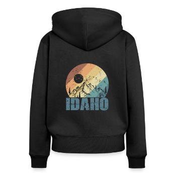 Idaho États-Unis Amérique État - Sweat à capuche zippé Premium bio Femme - noir - Dos - Julia (174cm)