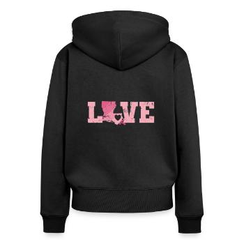 Louisiana Love USA Amerika - Frauen Premium Bio Zip Hoodie - Schwarz - Hinten - Julia (174cm)