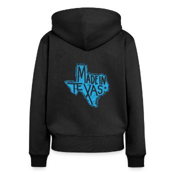 Made in Texas USA Amerika - Frauen Premium Bio Zip Hoodie - Schwarz - Hinten - Julia (174cm)