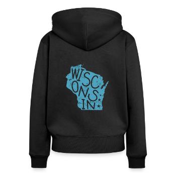 Wisconsin USA Amerika Bundesstaat - Frauen Premium Bio Zip Hoodie - Schwarz - Hinten - Julia (174cm)