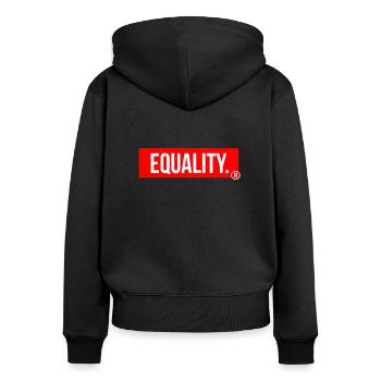 EQUALITY - Women's Premium Organic Zip Hoodie - black - Back - Julia (174cm)