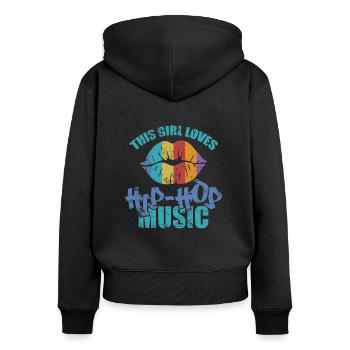 This Girl Loves Hip Hop Music Musikrichtung - Frauen Premium Bio Zip Hoodie - Schwarz - Hinten - Julia (174cm)