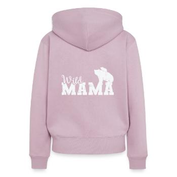 Mama sauvage Ours animal forestier - Sweat à capuche zippé Premium bio Femme - rose poudré - Dos - Julia (174cm)