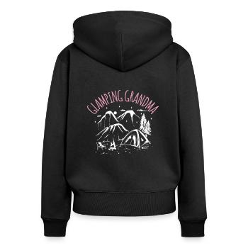 Glamping Grandma Shirt Gift Grandma Grandma Grandma - Women's Premium Organic Zip Hoodie - black - Back - Julia (174cm)