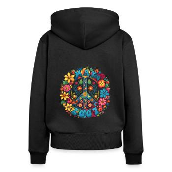 Flower Power Hippie Birthday - May 2007 - Women's Premium Organic Zip Hoodie - black - Back - Julia (174cm)