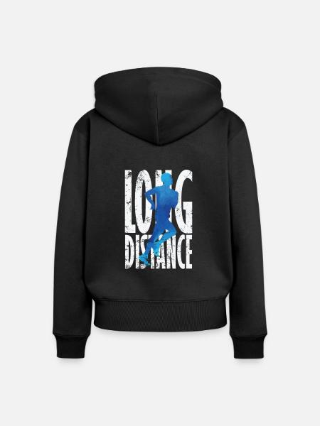 Long Distance Laufen - Frauen Premium Bio Zip Hoodie - Schwarz