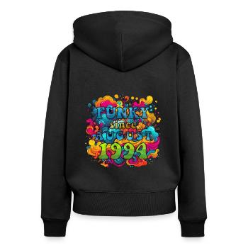 Funky Geburtstag: August 1994 - Psychadelic - Frauen Premium Bio Zip Hoodie - Schwarz - Hinten - Julia (174cm)