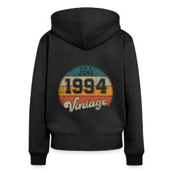 Vintage Geburtstag - Juni 1994 - Geschenkidee - Frauen Premium Bio Zip Hoodie - Schwarz - Hinten - Julia (174cm)