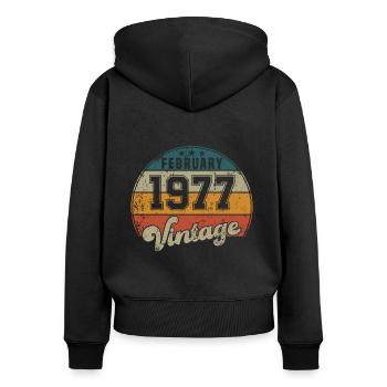 Vintage Geburtstag - Februar 1977 - Geschenkidee - Frauen Premium Bio Zip Hoodie - Schwarz - Hinten - Julia (174cm)