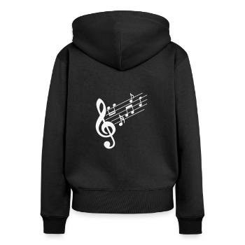 Musik Notenschlüssel mit Noten - Frauen Premium Bio Zip Hoodie - Schwarz - Hinten - Julia (174cm)