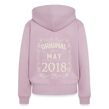 Vintage - Original since May 2018 birthday - Women's Premium Organic Zip Hoodie - dusky pink - Back - Julia (174cm)