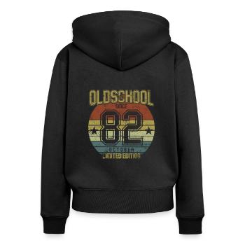 October 1982 - Birthday in October Oldschool - Women's Premium Organic Zip Hoodie - black - Back - Julia (174cm)