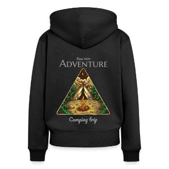 Adventure camping trip travel nature mountains - Frauen Premium Bio Zip Hoodie - Schwarz - Hinten - Julia (174cm)