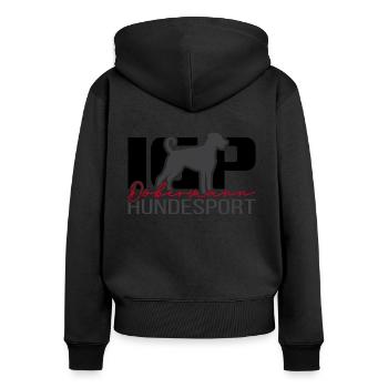 DOBERMANN IGP Hundesport Hunde Hund Wilsigns - Frauen Premium Bio Zip Hoodie - Schwarz - Hinten - Julia (174cm)