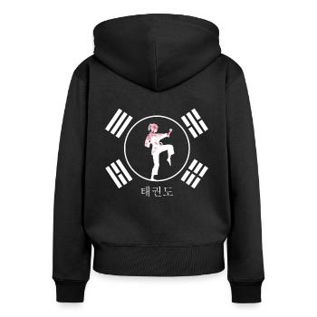 Taekwondo Arts Martiaux Tous Combat Sport de Contact TKD - Sweat à capuche zippé Premium bio Femme - noir - Dos - Julia (174cm)