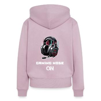 Gaming Mode On Gamer Sprüche Shirt - Frauen Premium Bio Zip Hoodie - Altrosa - Hinten - Julia (174cm)