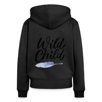 Enfant sauvage - Sweat à capuche zippé Premium bio Femme - noir - Dos - Julia (174cm)