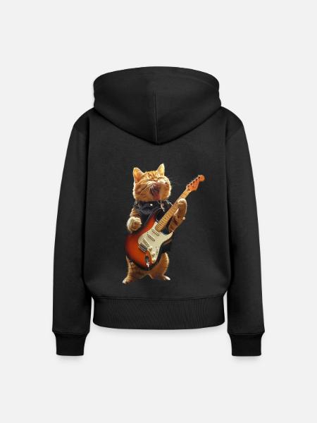 Katze - Frauen Premium Bio Zip Hoodie - Schwarz