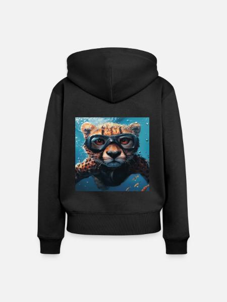 Gepard - Frauen Premium Bio Zip Hoodie - Schwarz