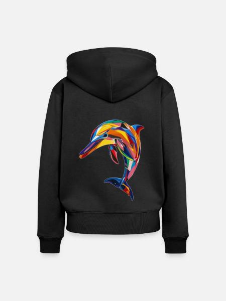 Delphin - Frauen Premium Bio Zip Hoodie - Schwarz